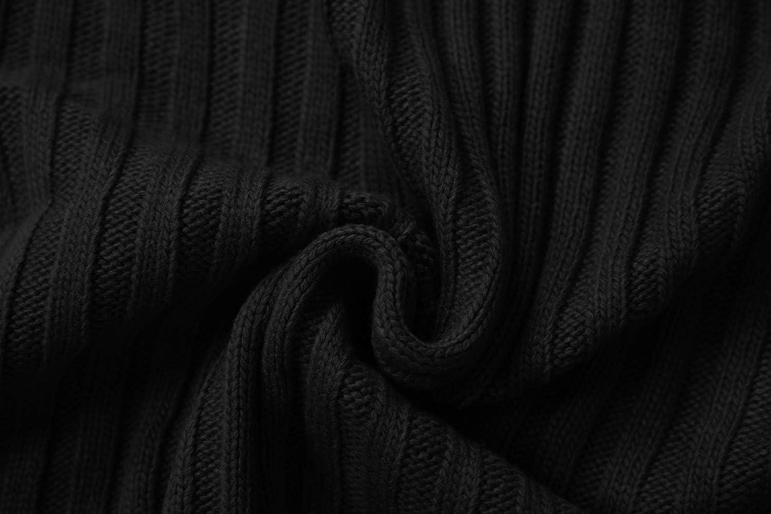 imageMens Sweaters Turtleneck Cable Knitted Pullover Long Sleeve Slim Fit Chunky Casual Fall Winter Warm CardigansBlack