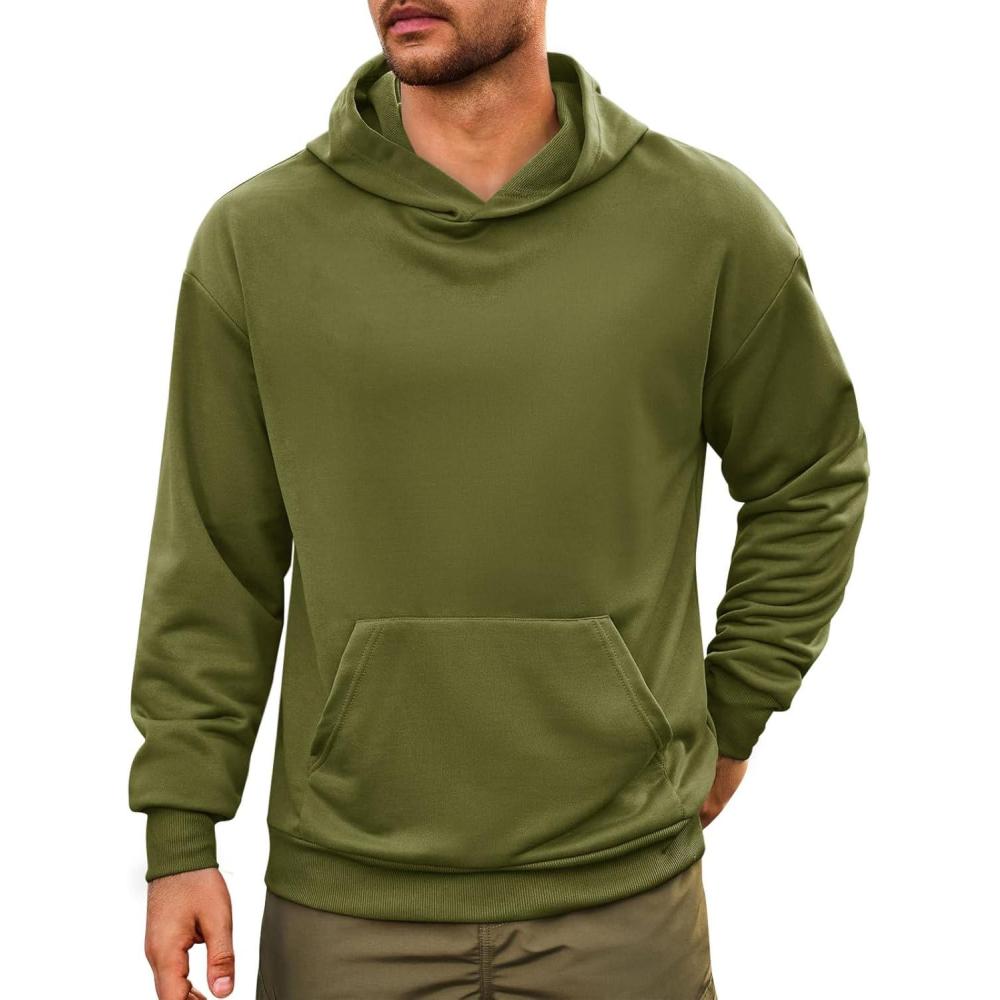 imageRuncati Mens Pullover Hoodies Long Sleeve Casual Lightweight Fashion Hooded Sweatshirt with Kanga PocketsArmy Green