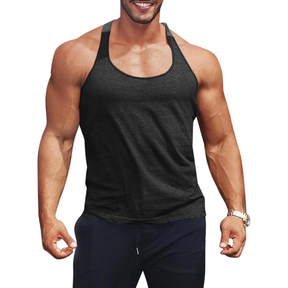 imageRuncati Mens Workout Tank Top YBack Sleeveless Gym Training Athletic TShirts