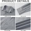 Mens Button Down Shirt Linen Cotton Shirts Casual Long Sleeve Spread Collar Lightweight Beach Plain Tops(01 Gray)