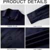 Mens Button Down Shirt Linen Cotton Shirts Casual Long Sleeve Spread Collar Lightweight Beach Plain Tops(01 Navy)