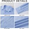Mens Button Down Shirt Linen Cotton Shirts Casual Long Sleeve Spread Collar Lightweight Beach Plain Tops(01 Sky Blue)