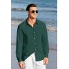 Mens Button Up Shirts Long Sleeve Linen Beach Casual Cotton Summer Lightweight Tops(1 Green)