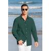 Mens Button Up Shirts Long Sleeve Linen Beach Casual Cotton Summer Lightweight Tops(1 Green)