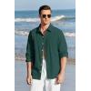 Mens Button Up Shirts Long Sleeve Linen Beach Casual Cotton Summer Lightweight Tops(1 Green)