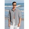 Mens Button Up Shirts Long Sleeve Linen Beach Casual Cotton Summer Lightweight Tops(1 Grey)