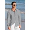 Mens Button Up Shirts Long Sleeve Linen Beach Casual Cotton Summer Lightweight Tops(1 Grey)