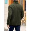 Mens Sweaters Turtleneck Cable Knitted Pullover Long Sleeve Slim Fit Chunky Casual Fall Winter Warm Cardigans(Army Green)