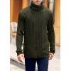 Mens Sweaters Turtleneck Cable Knitted Pullover Long Sleeve Slim Fit Chunky Casual Fall Winter Warm Cardigans(Army Green)