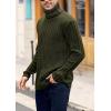 Mens Sweaters Turtleneck Cable Knitted Pullover Long Sleeve Slim Fit Chunky Casual Fall Winter Warm Cardigans(Army Green)