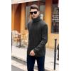 Mens Sweaters Turtleneck Cable Knitted Pullover Long Sleeve Slim Fit Chunky Casual Fall Winter Warm Cardigans(Black)