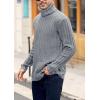Mens Sweaters Turtleneck Cable Knitted Pullover Long Sleeve Slim Fit Chunky Casual Fall Winter Warm Cardigans(Dark Gray)