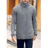 Mens Sweaters Turtleneck Cable Knitted Pullover Long Sleeve Slim Fit Chunky Casual Fall Winter Warm Cardigans(Dark Gray)