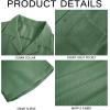 Mens Waffle Button Down Shirt Short Sleeve Loose Fit Cuban Summer Beach Plain Tops(Army Green)