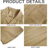 Mens Waffle Button Down Shirt Short Sleeve Loose Fit Cuban Summer Beach Plain Tops(Khaki)