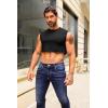 Mens Workout Cropped Tank Top Plain Vest Lightweight Basic Sleeveless Crop Tops Hot Shirts(Black)