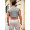 Mens Workout Cropped Tank Top Plain Vest Lightweight Basic Sleeveless Crop Tops Hot Shirts(Gray)