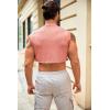Mens Workout Cropped Tank Top Plain Vest Lightweight Basic Sleeveless Crop Tops Hot Shirts(Pink)
