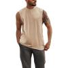 Mens Workout Cut Off Shirts Perfect Muscle Shirt Bodybuilding Tak Tops Sleeveless Gym T Shirts(Khaki)