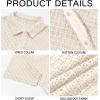 Runcati Mens Button Down Knit Shirt Short Sleeve Crochet Shirts Casual Hollow Out Summer Beach Vacation Tops(Beige)