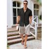 Runcati Mens Button Down Knit Shirt Short Sleeve Crochet Shirts Casual Hollow Out Summer Beach Vacation Tops(Black)