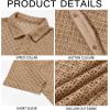 Runcati Mens Button Down Knit Shirt Short Sleeve Crochet Shirts Casual Hollow Out Summer Beach Vacation Tops(Brown)