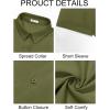 Runcati Mens Button Down Linen Shirts Short Sleeve Casual Collared Summer Beach Untucked Tops(Army Green)