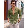 Runcati Mens Button Down Shirt Cotton Linen Casual Long Sleeve Shirts Collared Hippie Beach Tops(Army Green)