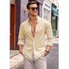 Runcati Mens Button Down Shirt Cotton Linen Casual Long Sleeve Shirts Collared Hippie Beach Tops(Beige)