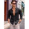 Runcati Mens Button Down Shirt Cotton Linen Casual Long Sleeve Shirts Collared Hippie Beach Tops(Black)