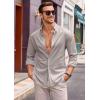 Runcati Mens Button Down Shirt Cotton Linen Casual Long Sleeve Shirts Collared Hippie Beach Tops(Grey)