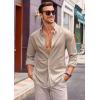 Runcati Mens Button Down Shirt Cotton Linen Casual Long Sleeve Shirts Collared Hippie Beach Tops(Khaki)
