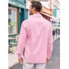 Runcati Mens Button Down Shirt Cotton Linen Casual Long Sleeve Shirts Collared Hippie Beach Tops(Pink)