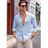 Runcati Mens Button Down Shirt Cotton Linen Casual Long Sleeve Shirts Collared Hippie Beach Tops(Sky Blue)
