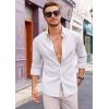 Runcati Mens Button Down Shirt Cotton Linen Casual Long Sleeve Shirts Collared Hippie Beach Tops(White)