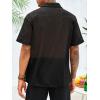 Runcati Mens Button Down Shirt Knit Crochet Hollow Out Short Sleeve Sweater Casual Summer Tops(Black)