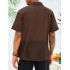 Runcati Mens Button Down Shirt Knit Crochet Hollow Out Short Sleeve Sweater Casual Summer Tops(Coffee)