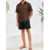 Runcati Mens Button Down Shirt Knit Crochet Hollow Out Short Sleeve Sweater Casual Summer Tops(Coffee)