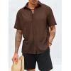 Runcati Mens Button Down Shirt Knit Crochet Hollow Out Short Sleeve Sweater Casual Summer Tops(Coffee)