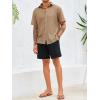 Runcati Mens Button Down Shirt Knit Crochet Hollow Out Short Sleeve Sweater Casual Summer Tops(Khaki)