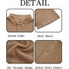 Runcati Mens Button Down Shirt Knit Crochet Hollow Out Short Sleeve Sweater Casual Summer Tops(Khaki)