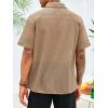 Runcati Mens Button Down Shirt Knit Crochet Hollow Out Short Sleeve Sweater Casual Summer Tops(Khaki)