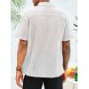Runcati Mens Button Down Shirt Knit Crochet Hollow Out Short Sleeve Sweater Casual Summer Tops(White)