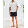Runcati Mens Button Down Shirt Knit Crochet Hollow Out Short Sleeve Sweater Casual Summer Tops(White)