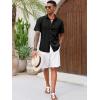 Runcati Mens Button Down Shirt Short Sleeve Casual Summer Beach Wedding Tops(Black)