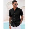 Runcati Mens Button Down Shirt Short Sleeve Casual Summer Beach Wedding Tops(Black)