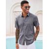 Runcati Mens Button Down Shirt Short Sleeve Casual Summer Beach Wedding Tops(Dark Gray)