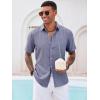 Runcati Mens Button Down Shirt Short Sleeve Casual Summer Beach Wedding Tops(Jeans Blue)