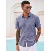 Runcati Mens Button Down Shirt Short Sleeve Casual Summer Beach Wedding Tops(Jeans Blue)