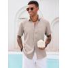 Runcati Mens Button Down Shirt Short Sleeve Casual Summer Beach Wedding Tops(Khaki)